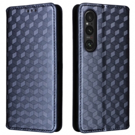 Kožené Pouzdro Folio Na Sony Xperia 1 Vi 3d Diamantový Vzor