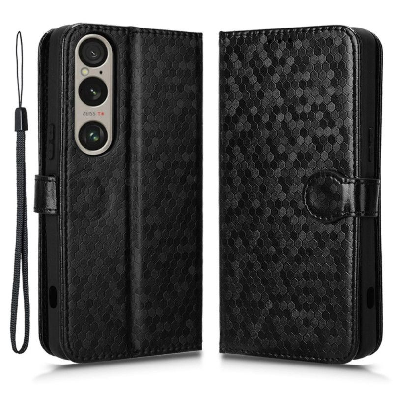 Kožený Kryt Na Sony Xperia 1 Vi Lesklé Tečky S Páskem