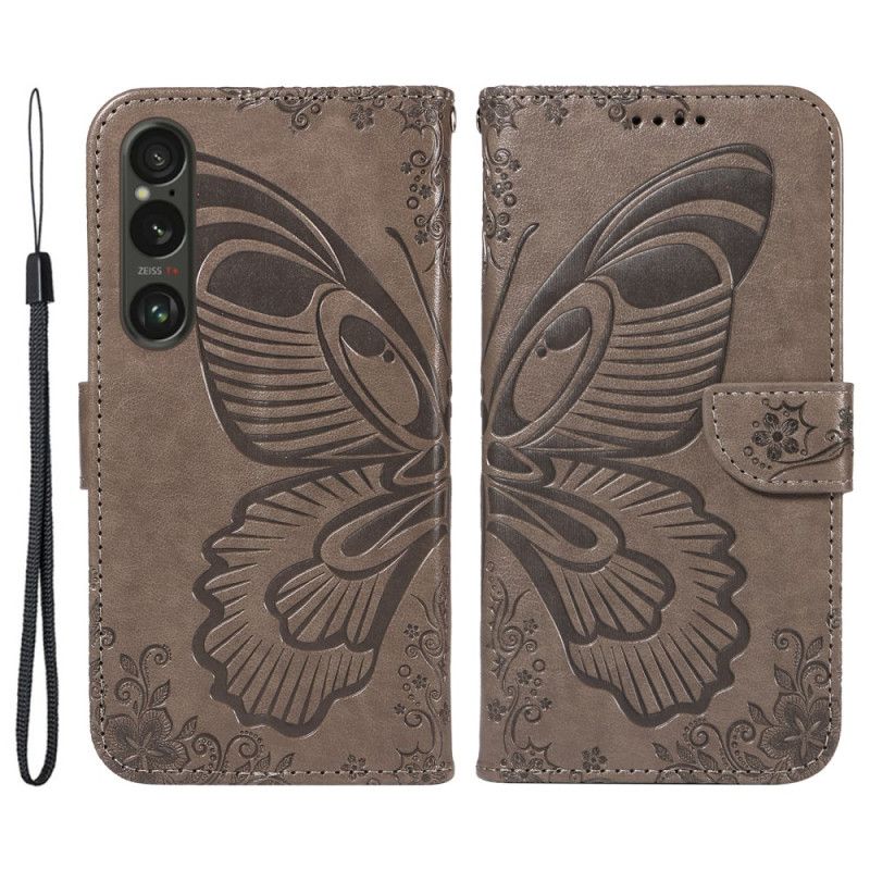 Kožený Kryt Sony Xperia 1 Vi Butterfly Graphic Lanyard