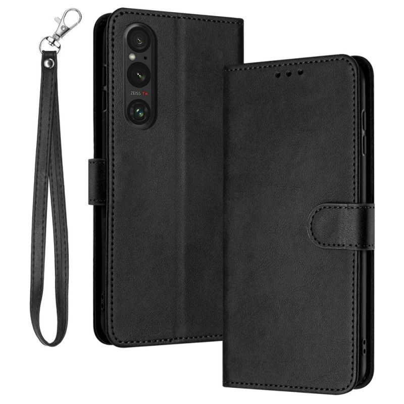 Peněženková Pouzdra Sony Xperia 1 Vi Kryty Na Mobil Kožený Efekt S Řemínkem