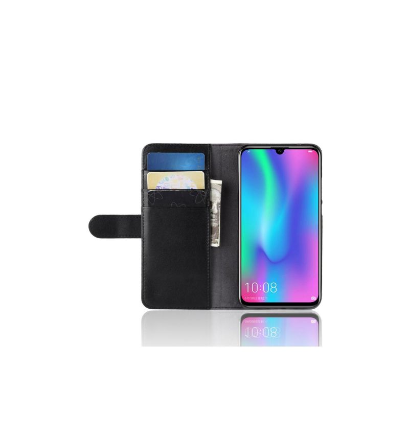 Flipové Pouzdro Na Honor 10 Lite Prémiový Kožený Držák Na Karty - Černý