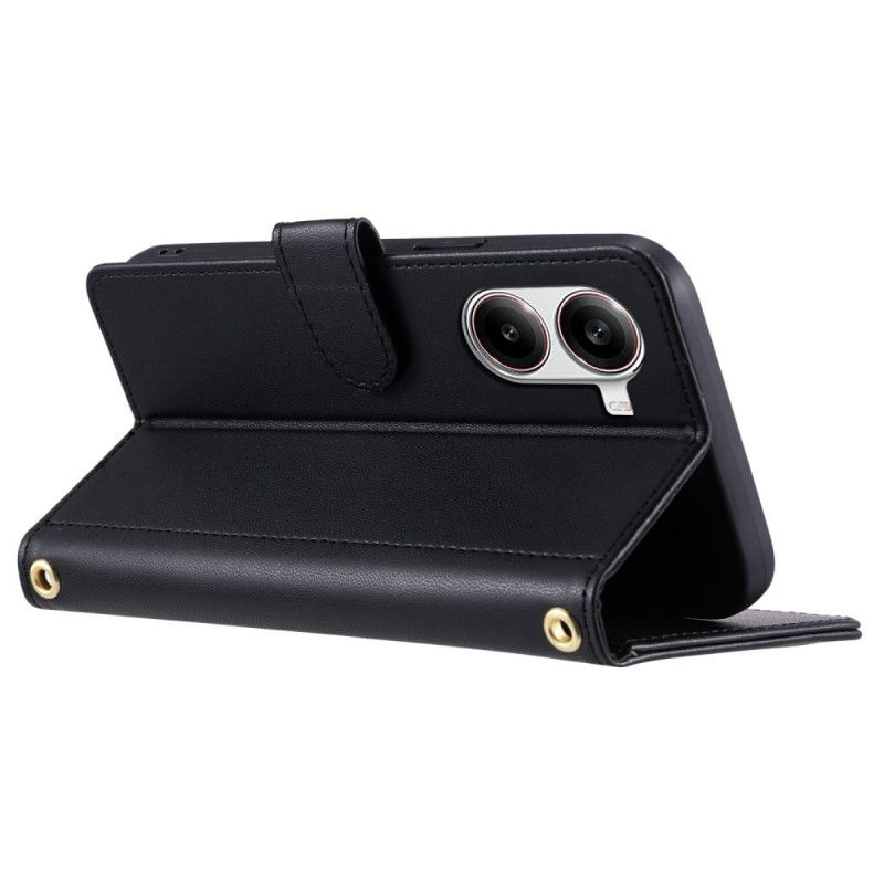 Kožený Kryt Na Poco X7 Pro 5g Prošívaná S Páskem