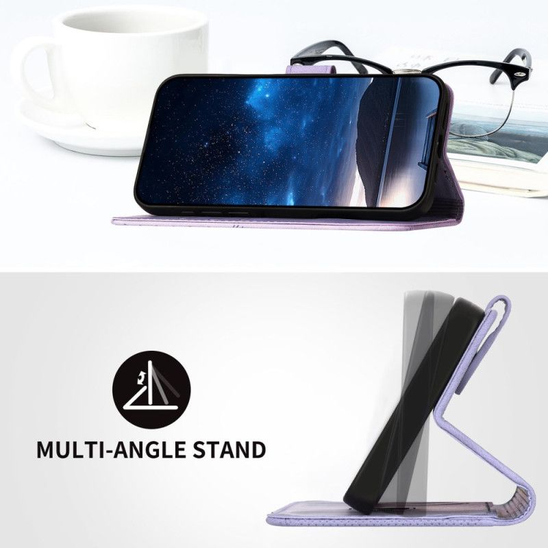 Kožený Kryt Poco X7 Pro 5g Geometrický Vzor A Motýli