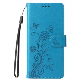 Kožený Kryt Poco X7 Pro 5g Květinová Šňůrka Na Krk