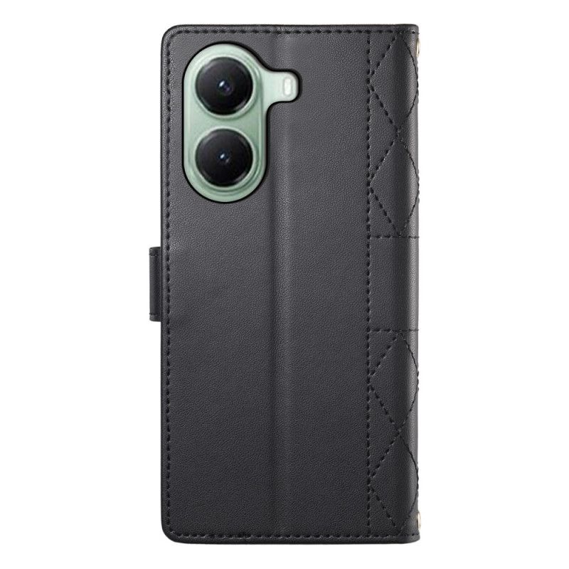 Kožený Kryt Poco X7 Pro 5g Prošívaný S Popruhem A Ramenním Popruhem