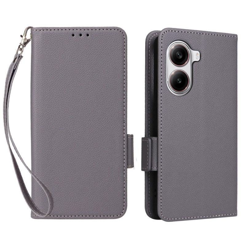 Kožený Kryt Poco X7 Pro 5g Umělá Kůže Liči S Páskem