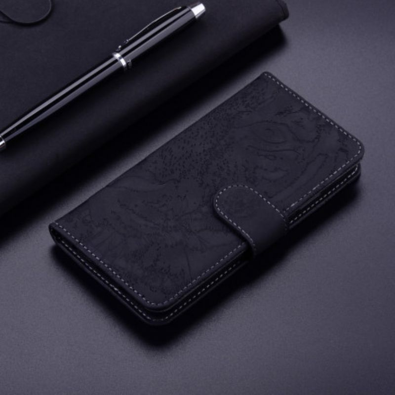 Flipové Pouzdro Na Huawei P50 Potisk Obličeje Tygra