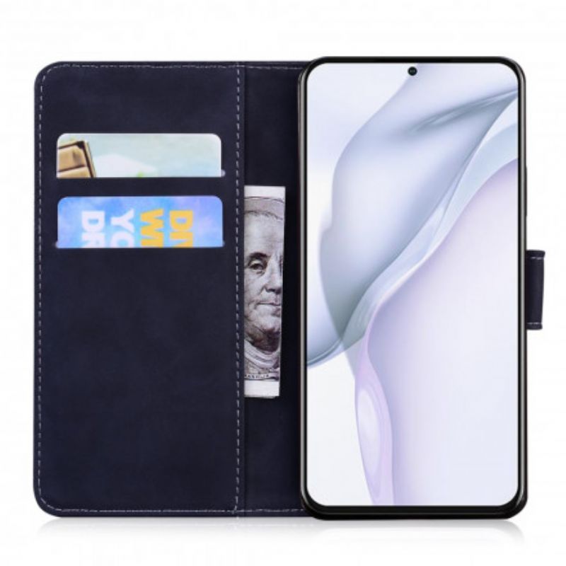 Flipové Pouzdro Na Huawei P50 Potisk Obličeje Tygra