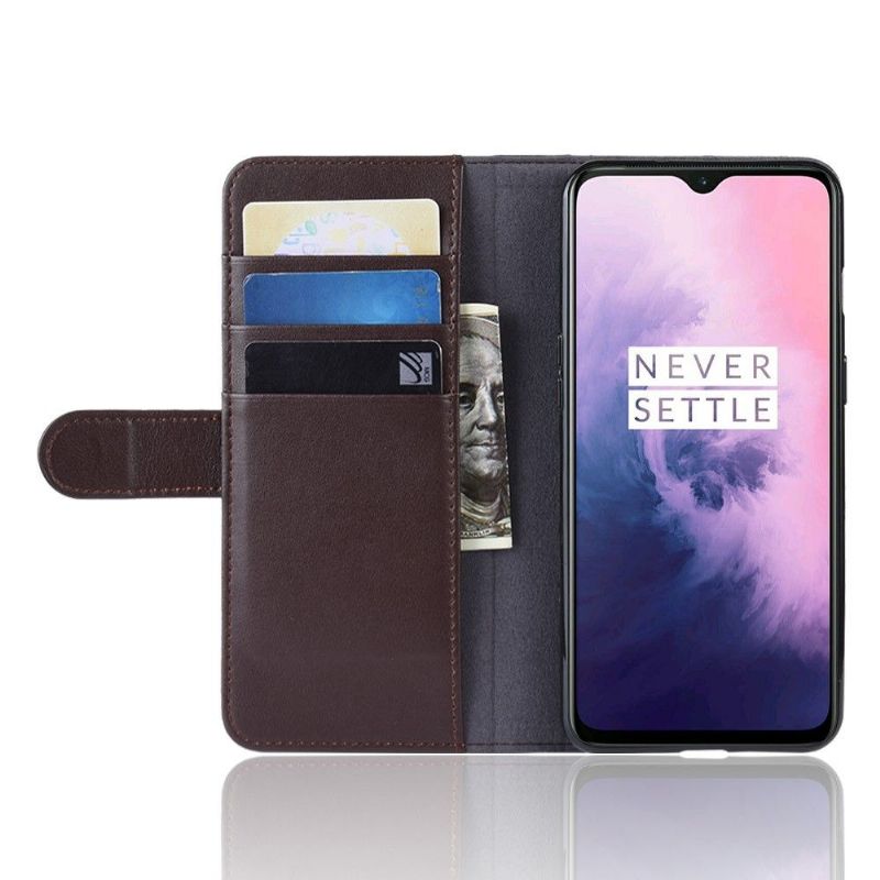 Pouzdra Na OnePlus 7 Peněženkové Pouzdro Kožená Peněženka Premium - Hnědá