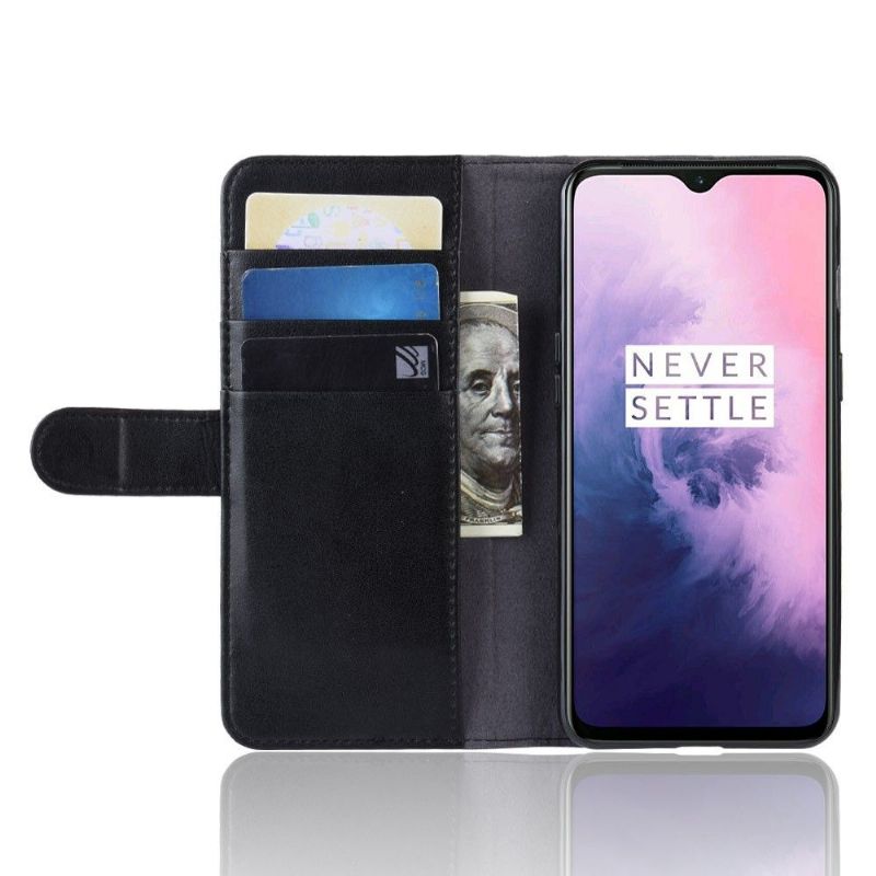 Pouzdra Na OnePlus 7 Peněženkové Pouzdro Prémiová Kožená Peněženka - Černá