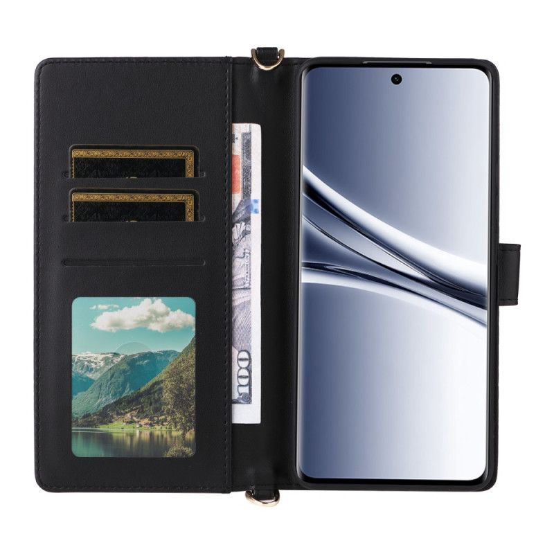 Kožený Kryt Na Xiaomi Redmi Note 15 5g Prošívaný S Ramenním Popruhem A Popruhem