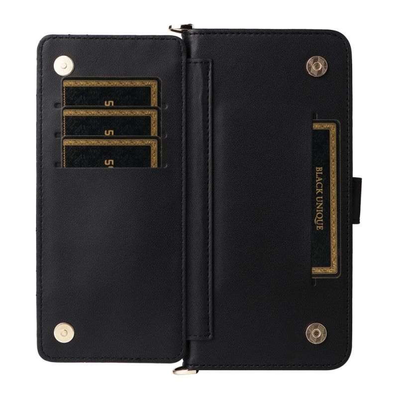 Kožený Kryt Na Xiaomi Redmi Note 15 5g Prošívaný S Ramenním Popruhem A Popruhem