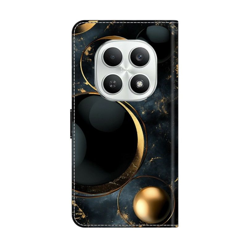 Kožený Kryt Na Xiaomi Redmi Note 15 5g Zlaté Prsteny