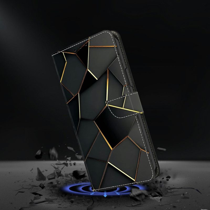 Kožený Kryt Na Xiaomi Redmi Note 15 5g Černo-zlatý Vzor