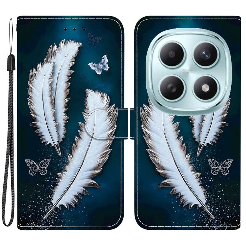 Kožený Kryt Xiaomi Redmi Note 15 5g Bílá Peří