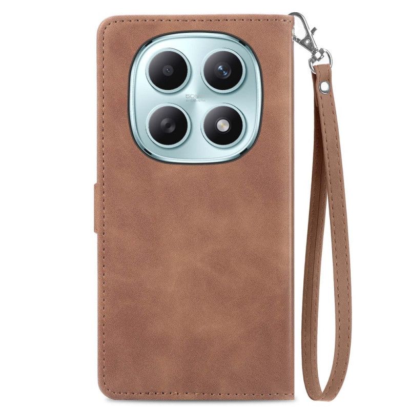 Kožený Kryt Xiaomi Redmi Note 15 5g Květinový Krajkový Řemínek