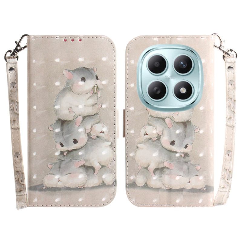 Kožený Kryt Xiaomi Redmi Note 15 5g Křečci Se Šňůrkou