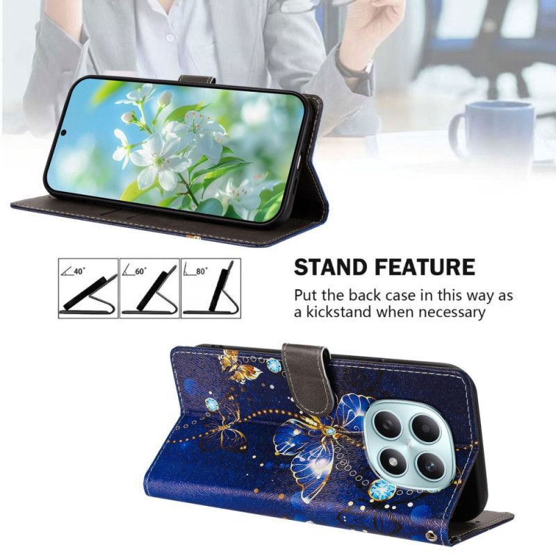 Kožený Kryt Xiaomi Redmi Note 15 5g Modrý Motýl