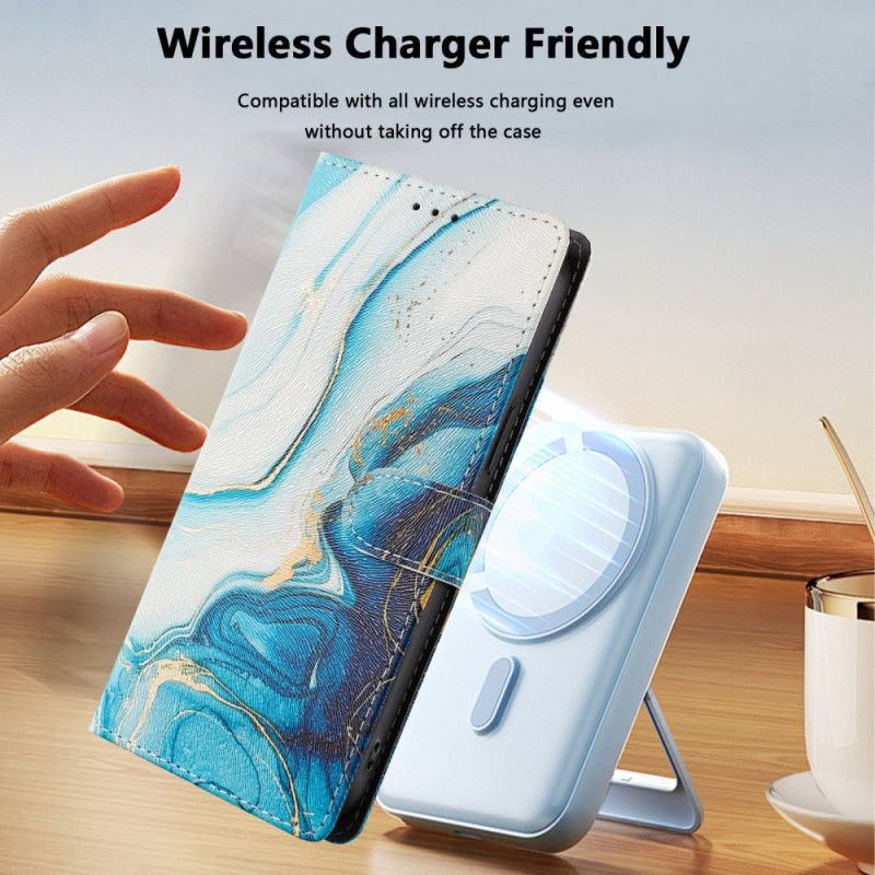 Kožený Kryt Xiaomi Redmi Note 15 5g Modrý Mramor