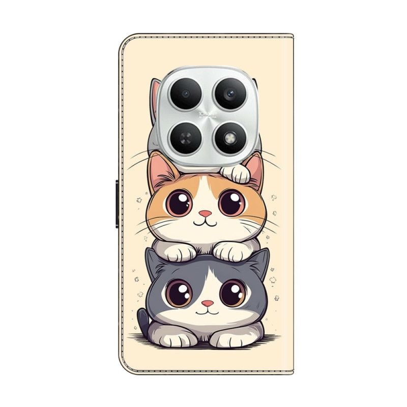 Kožený Kryt Xiaomi Redmi Note 15 5g Skládané Kočky