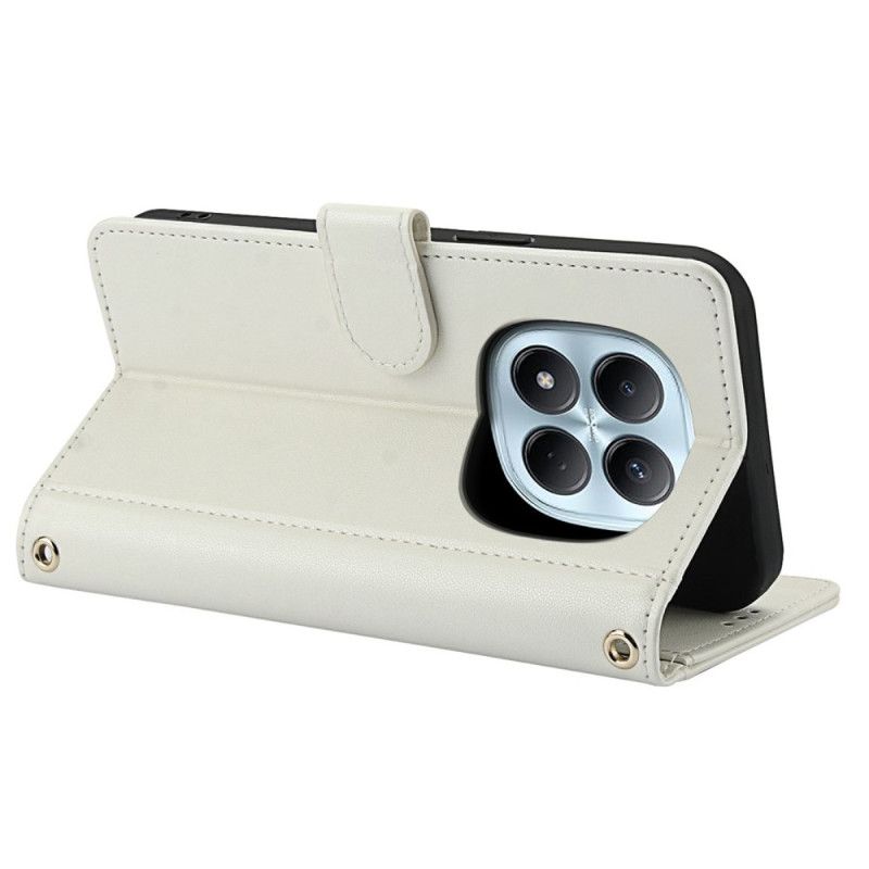 Kožený Kryt Xiaomi Redmi Note 15 5g Stojan A Řemínek Na Zápěstí