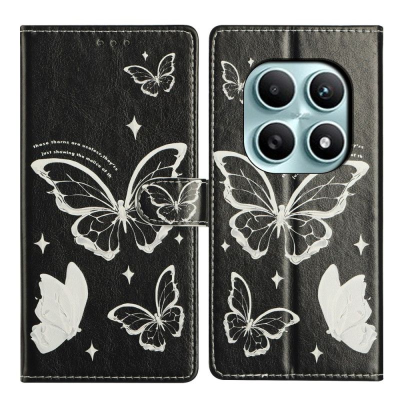 Kožený Kryt Xiaomi Redmi Note 15 5g Černobílí Motýli