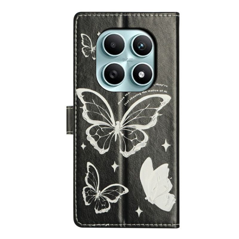 Kožený Kryt Xiaomi Redmi Note 15 5g Černobílí Motýli