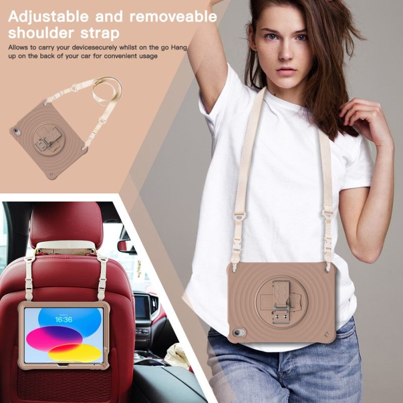 Kryt iPad (2025) Kryty Na Mobil Otočný Stojan A Ramenní Popruh O 360 Stupňů