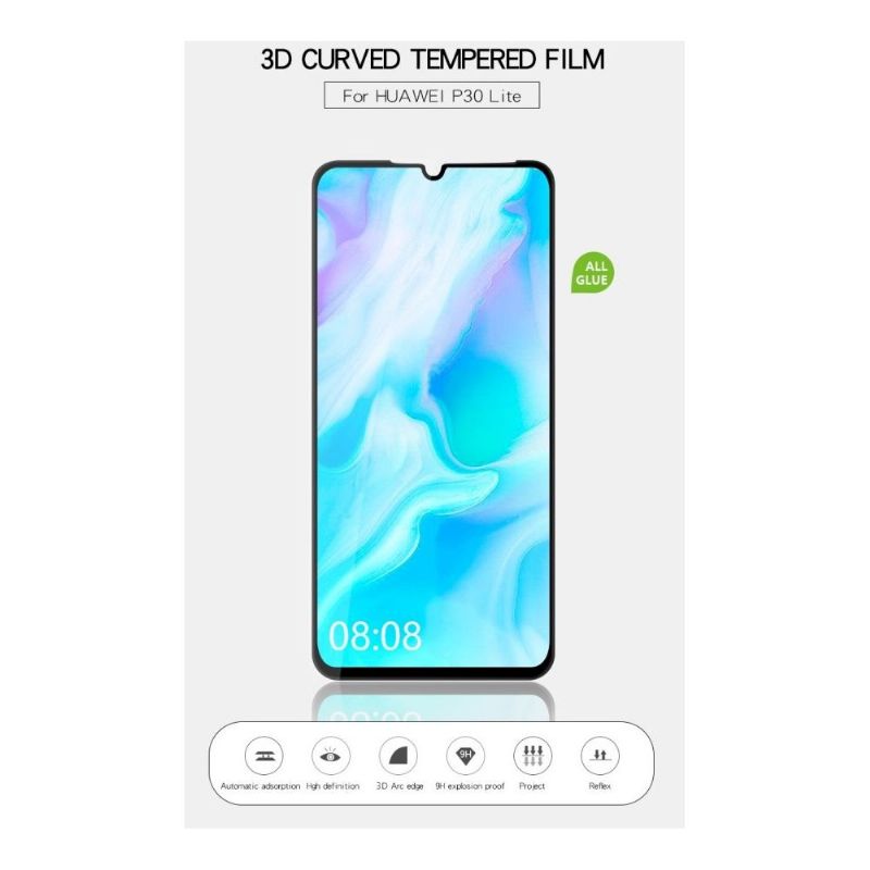 Huawei P30 Lite – Ochranné Tvrzené Sklo V Plné Velikosti – Černá