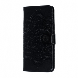 Kožené Pouzdro Folio Na Huawei P30 Lite Flipové Pouzdro Folio S Mandalovým Páskem