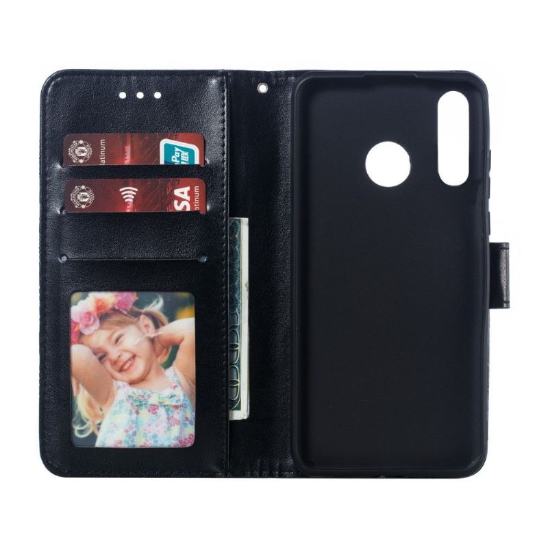 Kožené Pouzdro Folio Na Huawei P30 Lite Flipové Pouzdro Folio S Mandalovým Páskem