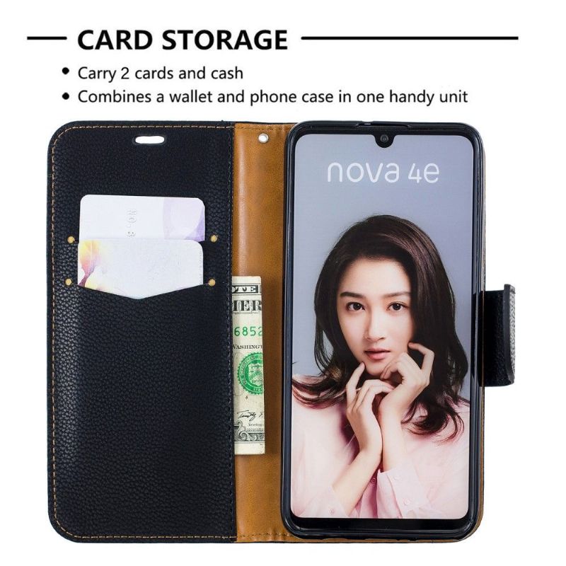 Pouzdra Na Huawei P30 Lite Flipové Pouzdro Folio Se Zrnitým Koženým Řemínkem