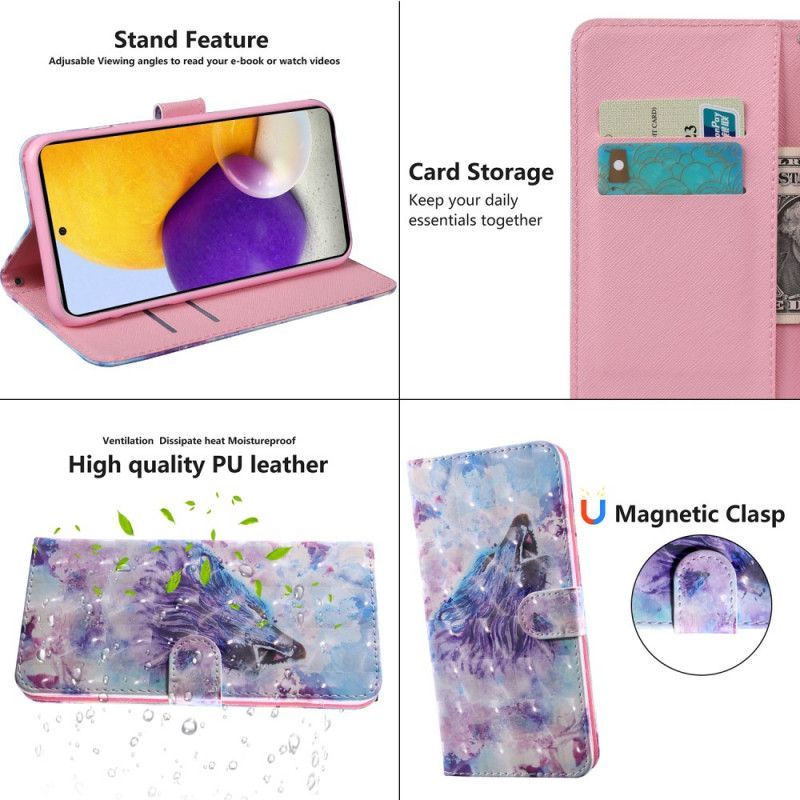 Flipové Pouzdro Na Samsung Galaxy A13 5G / A04s Akvarel Vlk