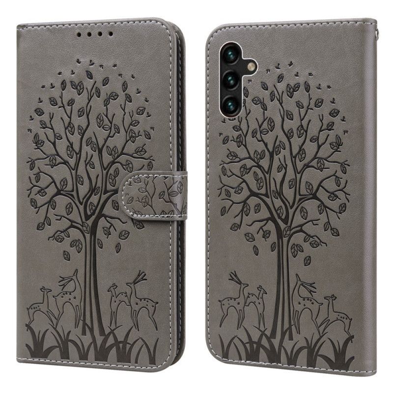 Kožené Pouzdro Na Samsung Galaxy A13 5G / A04s Strom A Jelen