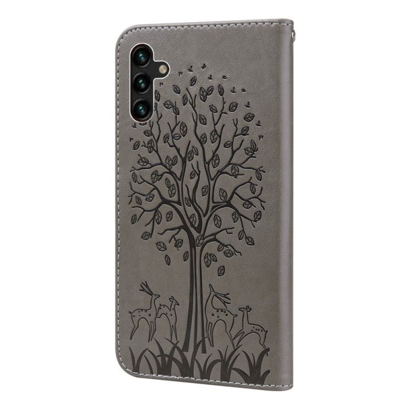 Kožené Pouzdro Na Samsung Galaxy A13 5G / A04s Strom A Jelen