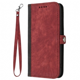 Kožený Kryt Oppo Reno 12 5g Dvoubarevný S Popruhem
