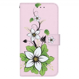 Kožený Kryt Oppo Reno 12 5g Lilie V Popruhu