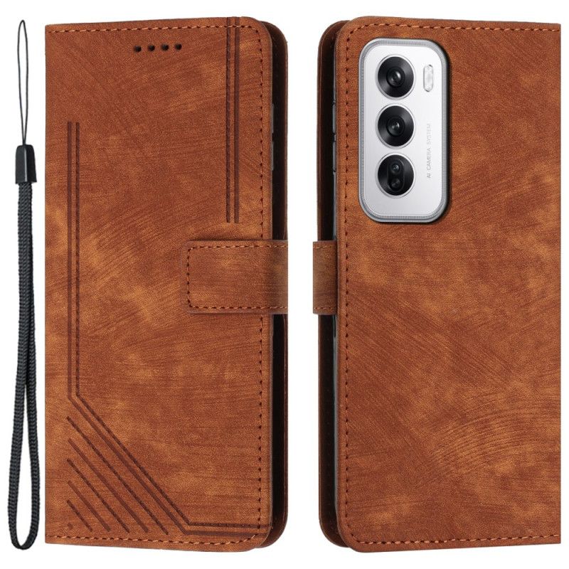 Kožený Kryt Oppo Reno 12 5g Vyražené Řádky
