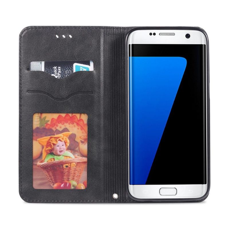 Kožené Pouzdro Na Samsung Galaxy S7 Držák Karty S Retro Koženými Efekty