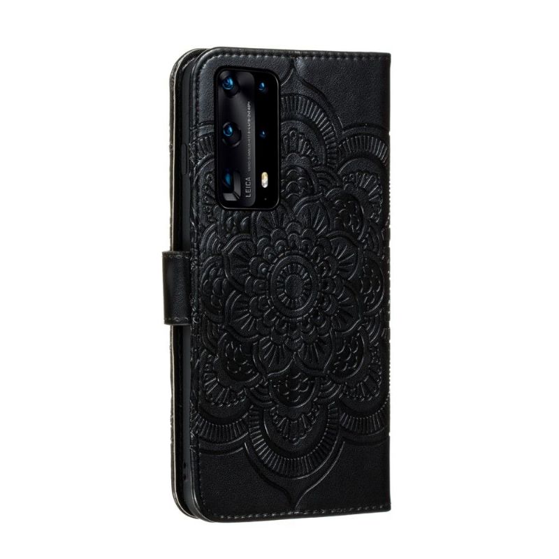 Flipové Pouzdro Na Huawei P40 Pro+ Držák Na Kartu Mandala - Černý