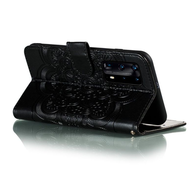Flipové Pouzdro Na Huawei P40 Pro+ Držák Na Kartu Mandala - Černý
