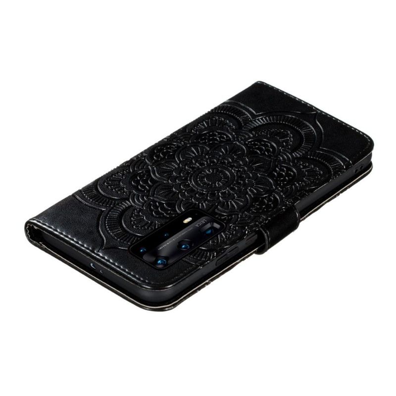 Flipové Pouzdro Na Huawei P40 Pro+ Držák Na Kartu Mandala - Černý