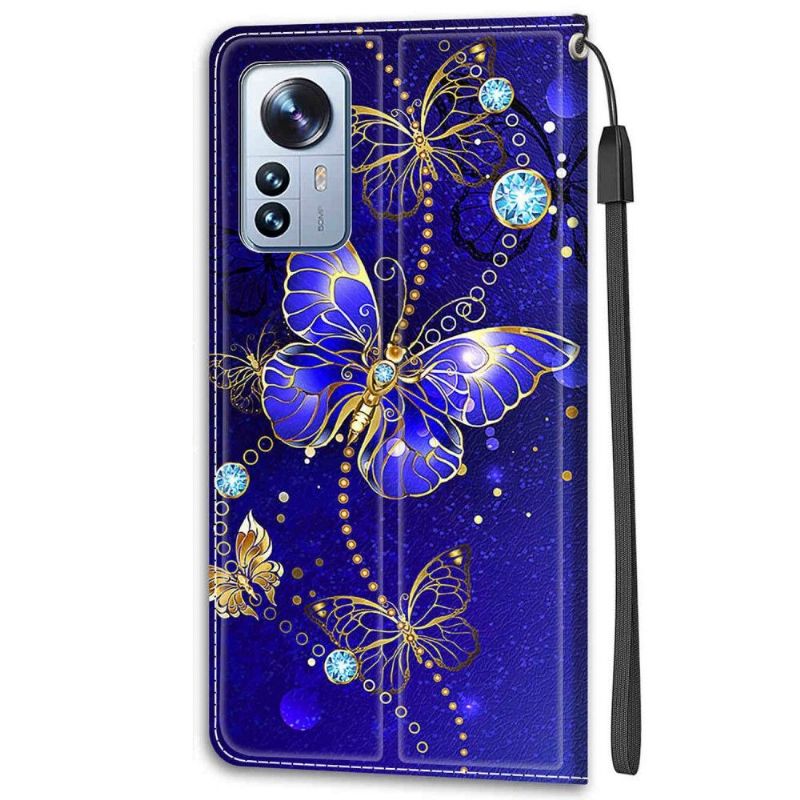Flipové Pouzdro Na Xiaomi 12 Pro Fialový Motýl