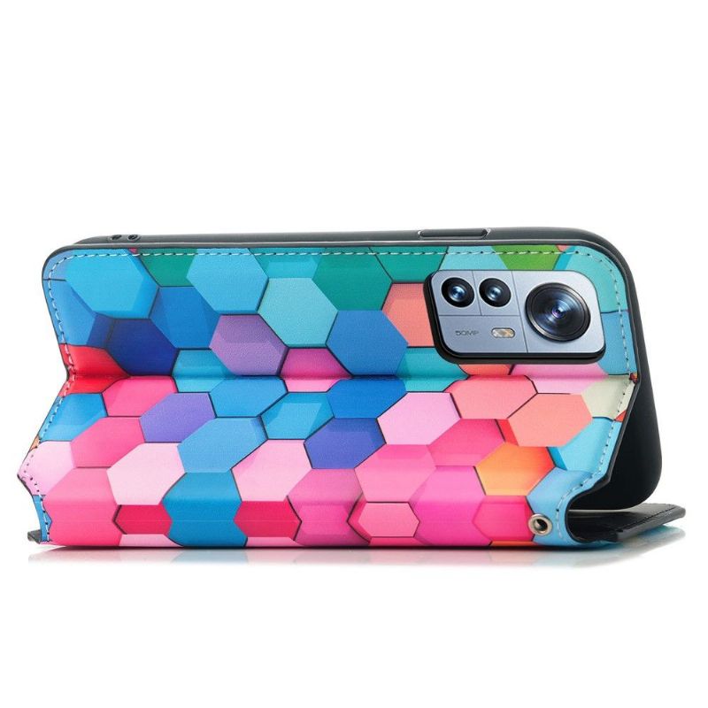 Flipové Pouzdro Na Xiaomi 12 Pro Kožené Pouzdro Barevná Voštinová Klopa