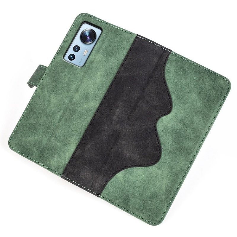 Flipové Pouzdro Na Xiaomi 12 Pro Kožené Pouzdro Bicolor Folio Stand