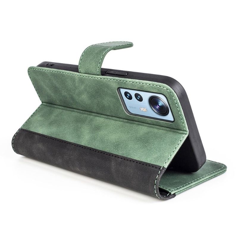 Flipové Pouzdro Na Xiaomi 12 Pro Kožené Pouzdro Bicolor Folio Stand
