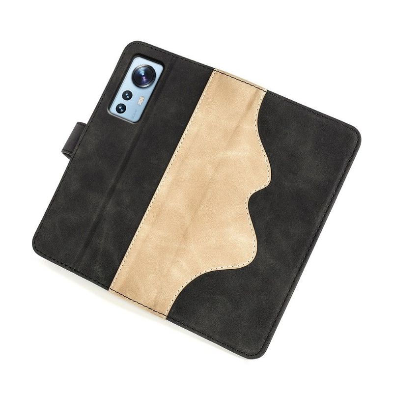 Flipové Pouzdro Na Xiaomi 12 Pro Kožené Pouzdro Bicolor Folio Stand