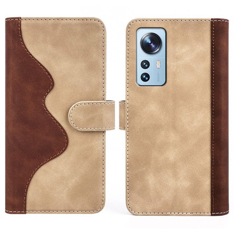 Flipové Pouzdro Na Xiaomi 12 Pro Kožené Pouzdro Bicolor Folio Stand