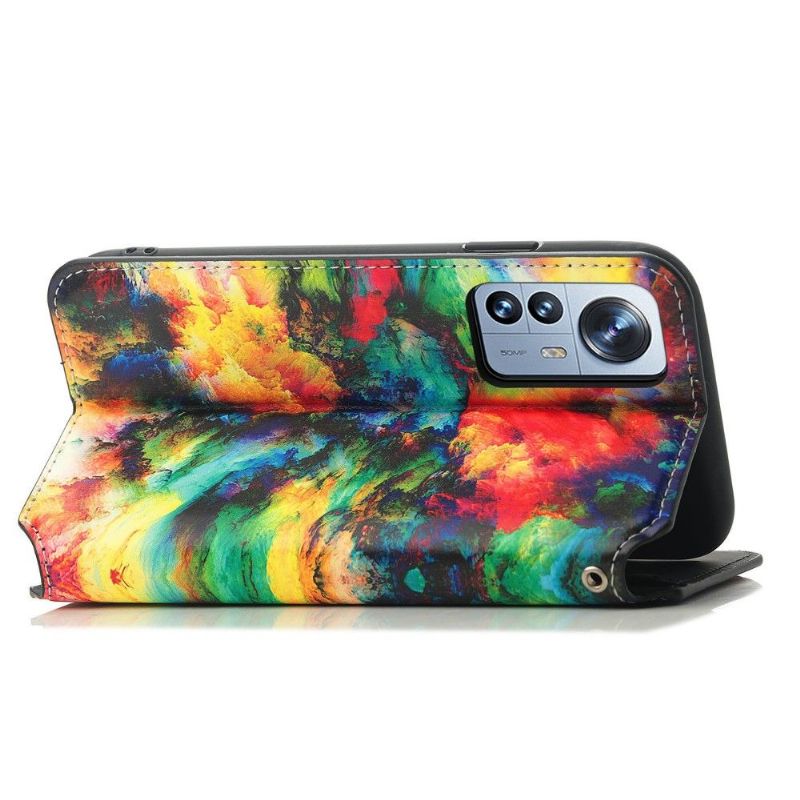 Flipové Pouzdro Na Xiaomi 12 Pro Kožené Pouzdro Iridescent Cloud Flip Flap