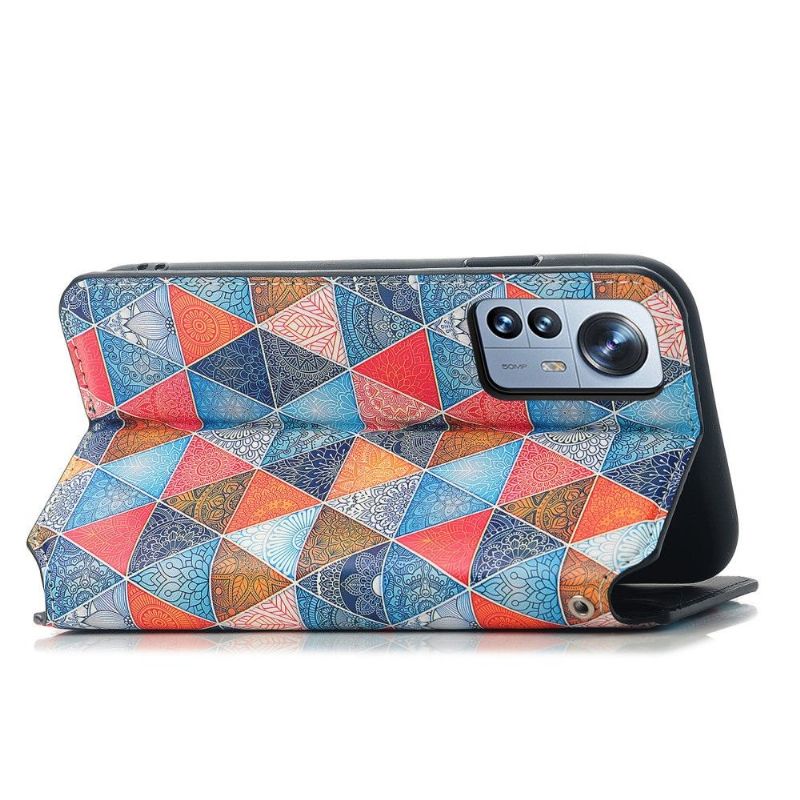 Flipové Pouzdro Na Xiaomi 12 Pro Kožené Pouzdro Kaleidoskop Mandala Flip Flap